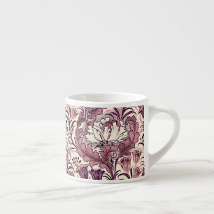 Xícara De Espresso William Morris Rosa Dourado Cream Floral Patterno