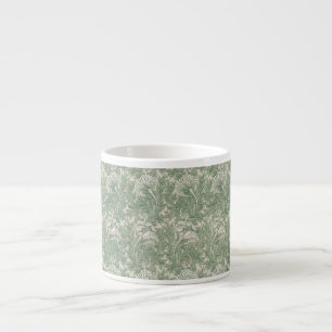 Xícara De Espresso William Morris Verde Sage Padrão de Tulipa: Vintag