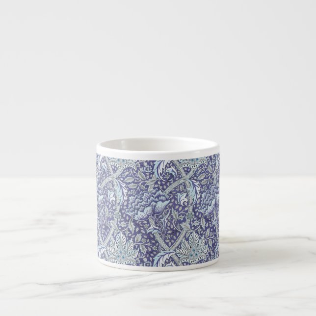 Xícara De Espresso William Morris Windrush Padrão Floral Azul (Frente)