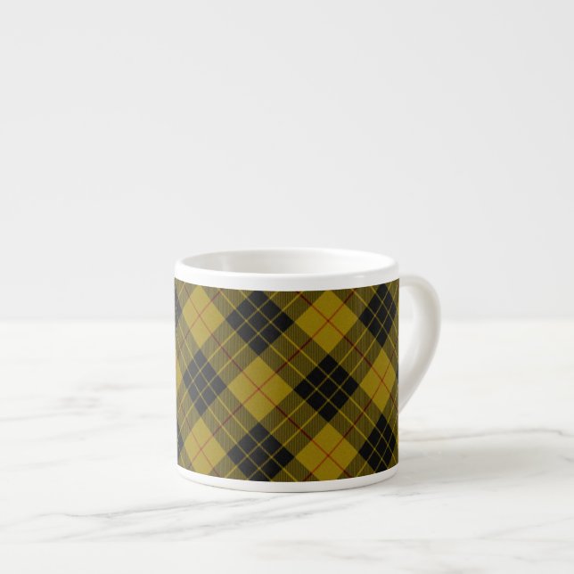 Xícara De Espresso Xadrez amarela de tartan MacLeod (Frente Esquerda)