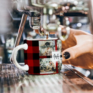 Xícara De Espresso Xadrez de Buffalo Vermelho   Pessoal Inicial   Pre