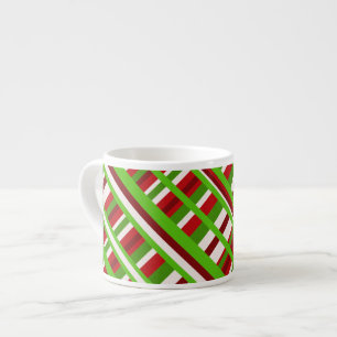 Xícara De Espresso Xadrez de Natal Diagonal