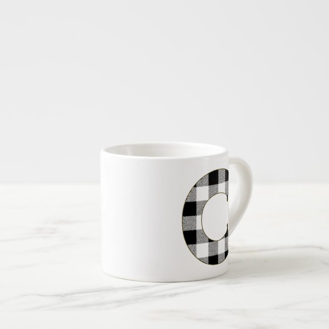 Xícara De Espresso Xadrez Gingham C (Frente Esquerda)