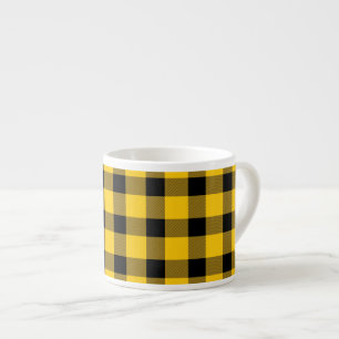 Xícara De Espresso Xadrez Lumberjack do País de Buffalo Amarelo/Doura