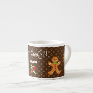 Xícara De Espresso XmaS Xmãozinho Pals-Candy Cane Texto Personalizado