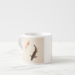 Xícara De Espresso Yin Yang Koi pesca na pintura oriental do estilo