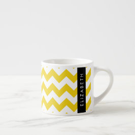 Xícara De Espresso Zigzag Amarelo, Chevron Amarelo, Seu Nome