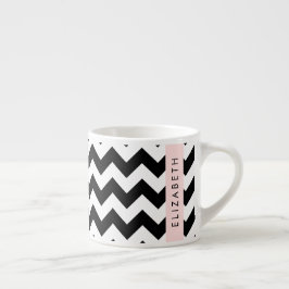 Xícara De Espresso Zigzag preto-e-branco, padrão Chevron, seu nome