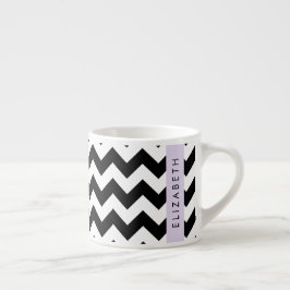 Xícara De Espresso Zigzag preto-e-branco, padrão Chevron, seu nome
