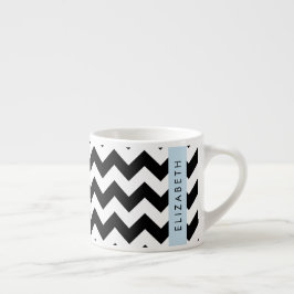 Xícara De Espresso Zigzag preto-e-branco, padrão Chevron, seu nome