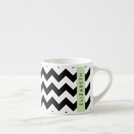 Xícara De Espresso Zigzag preto-e-branco, padrão Chevron, seu nome