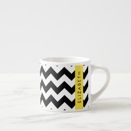 Xícara De Espresso Zigzag preto-e-branco, padrão Chevron, seu nome