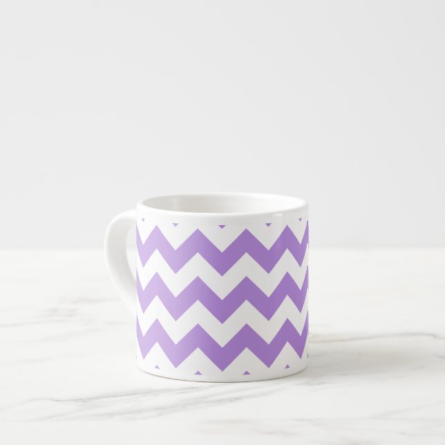 Xícara De Espresso Zigzag Roxo, Chevron Roxo, Padrão Geométrico (Frente Esquerda)