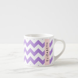 Xícara De Espresso Zigzag Roxo, Chevron Roxo, Seu Nome