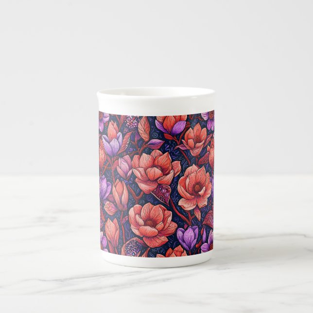 Xícara de Expresso Flores Rosa (Frente)