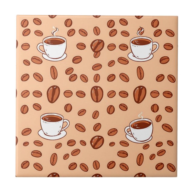 Xícara de Grãos de Café Padrão Aconchegante (Frente)
