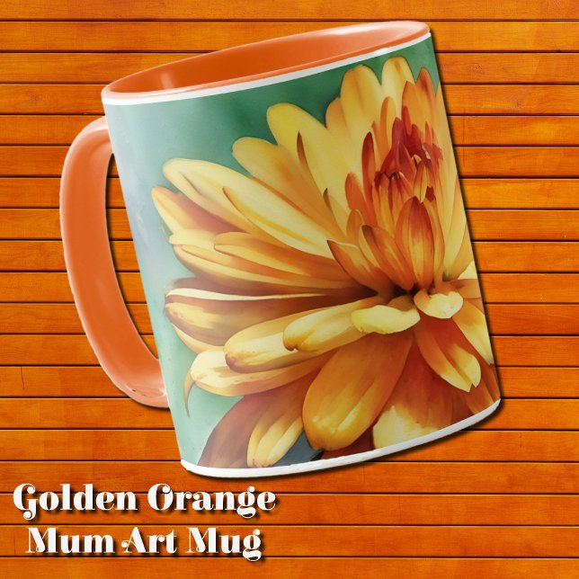 Xícara de Mãe de Flor Laranja Dourada (Golden Orange Mum Art Mug)