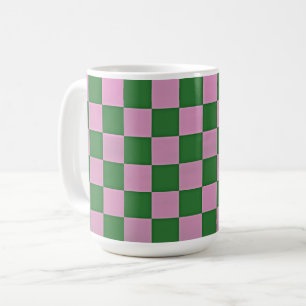 Xícara de Mug de Estilo Retro Rosa e Verde