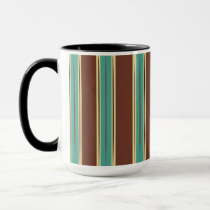 Xícara de Mug Marrom com Turquesa, Preto e bege