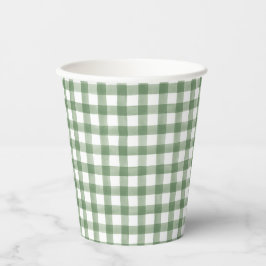 Xícara de Papel Gingham Verde