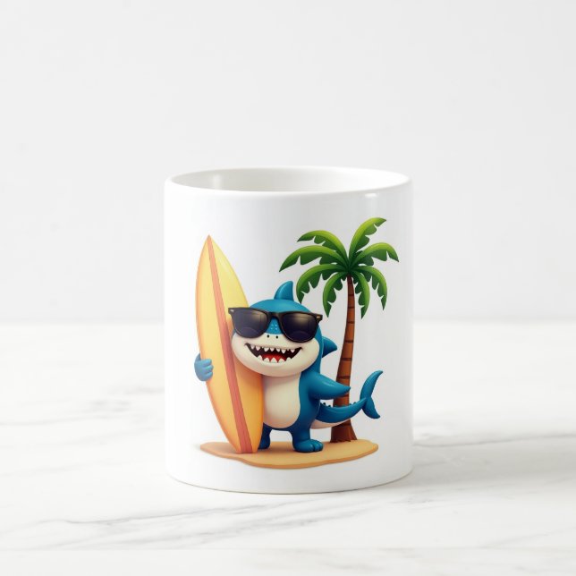 Xícara de tubarão-Surf legal 🦈 Xícara de café tro (Centro)