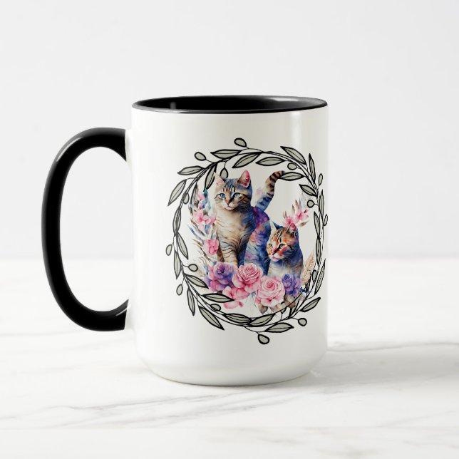 Xícara Floral Gato (Esquerda)
