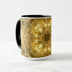 Xícara Fractal de Abstrato Dourada
