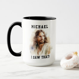 Xícara personalizável com retrato de Jesus - eu vi