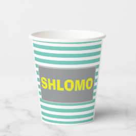 Xícara verde-acinzentada e amarela