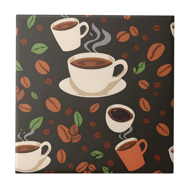 Xícaras de Café Grãos Padrão Manhã (Frente)