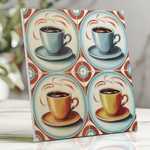 Xícaras de Café Kitsch Vintage Azul e Vermelho Pas