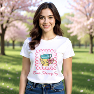 Xícaras de Chá Alegria da Manhã de Páscoa Gingham