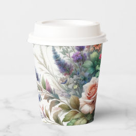 Xícaras de Papel Floral Elegância Botânica