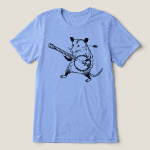 Xilogravura Vintage de Gambá Tocando Banjo
