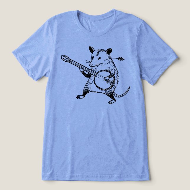 Xilogravura Vintage de Gambá Tocando Banjo (Design frontal)