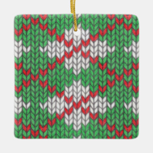 XMAS ARGYLE KNIT Cerâmica Ornamento Quadrado