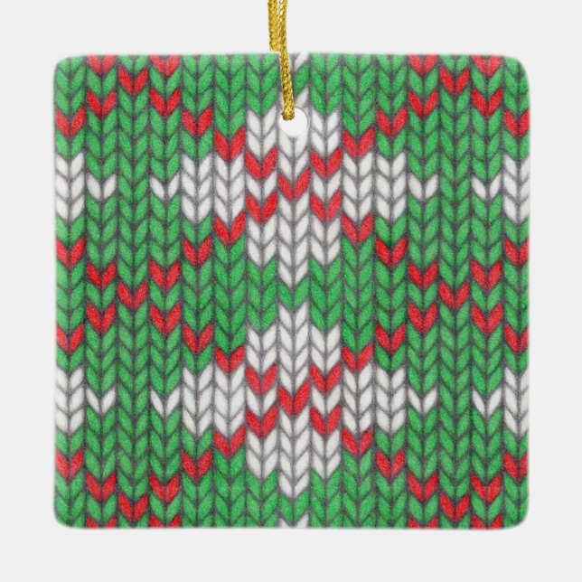 XMAS ARGYLE KNIT Cerâmica Ornamento Quadrado (Frente)