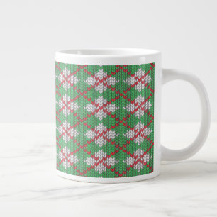 XMAS ARGYLE KNIT Grande Caneca Branca