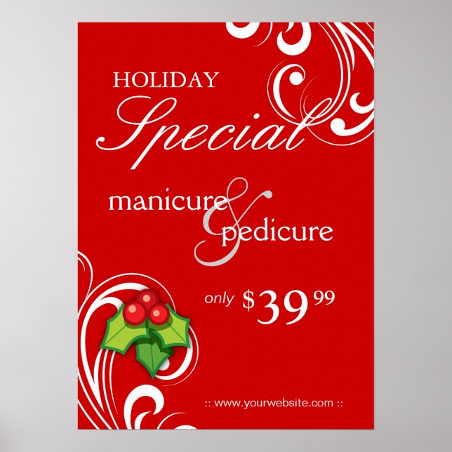 XMAS Feriado Venda Salão Poster Spa Red White Swir (Frente)