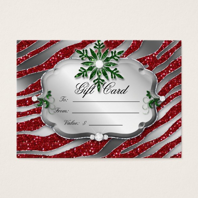 Xmas Gift Card Jewelry Zebra Red Green (Frente)