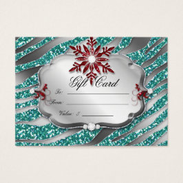 Xmas Gift Card Jewelry Zebra Teal Blue Red