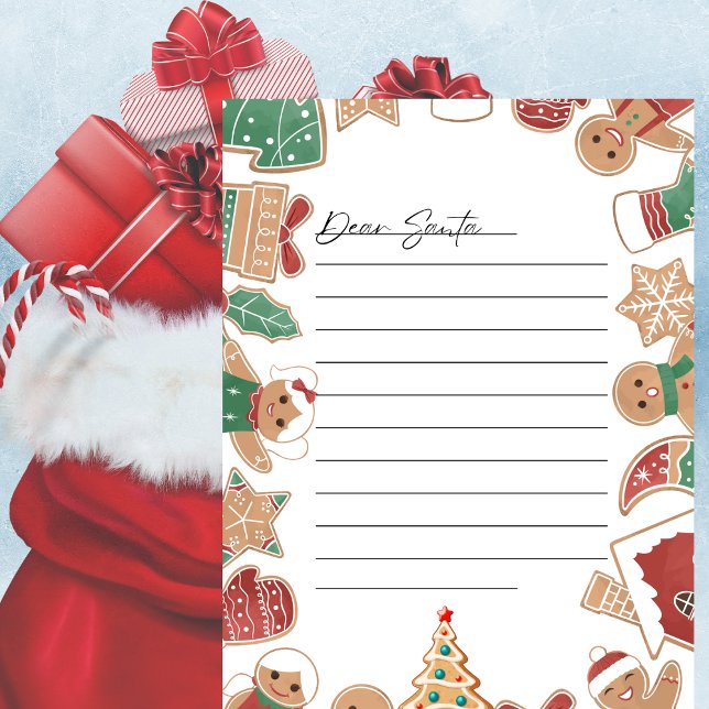 Xmas Gingerbird Kids Wish List Letter to Papais no (Criador carregado)