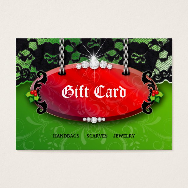 Xmas Jewelry N Lace Fashion Red Green Gift Card (Frente)