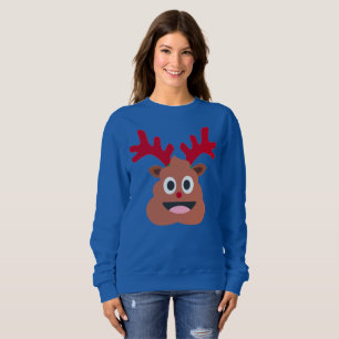 xmas reindeer poo emoji mulheres camiseta