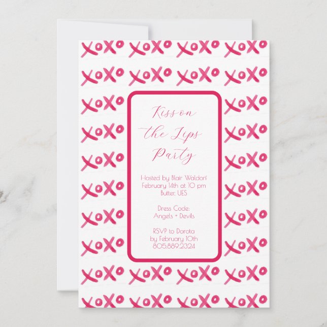 XOXO - convite pintado à mão (Frente)