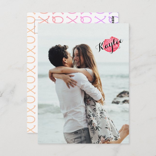 XOXO Kiss Adicione sua foto personalizada Cartão p (Frente/Verso)