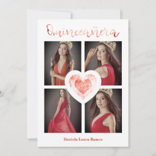 XV Años Español Foto Moderna Corazón Rojo Textu