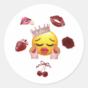 Y2K Emoji Princesa Adesivo Redondo Clássico Fofo