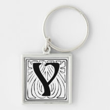 Y Monograma preto e branco porta-chaves