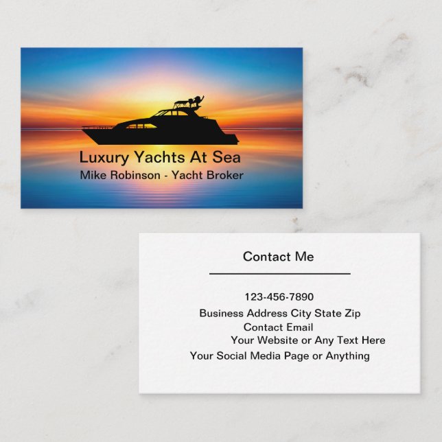 Yacht Broker E Dealer Cartões de visitas Sunset (Frente/Verso)